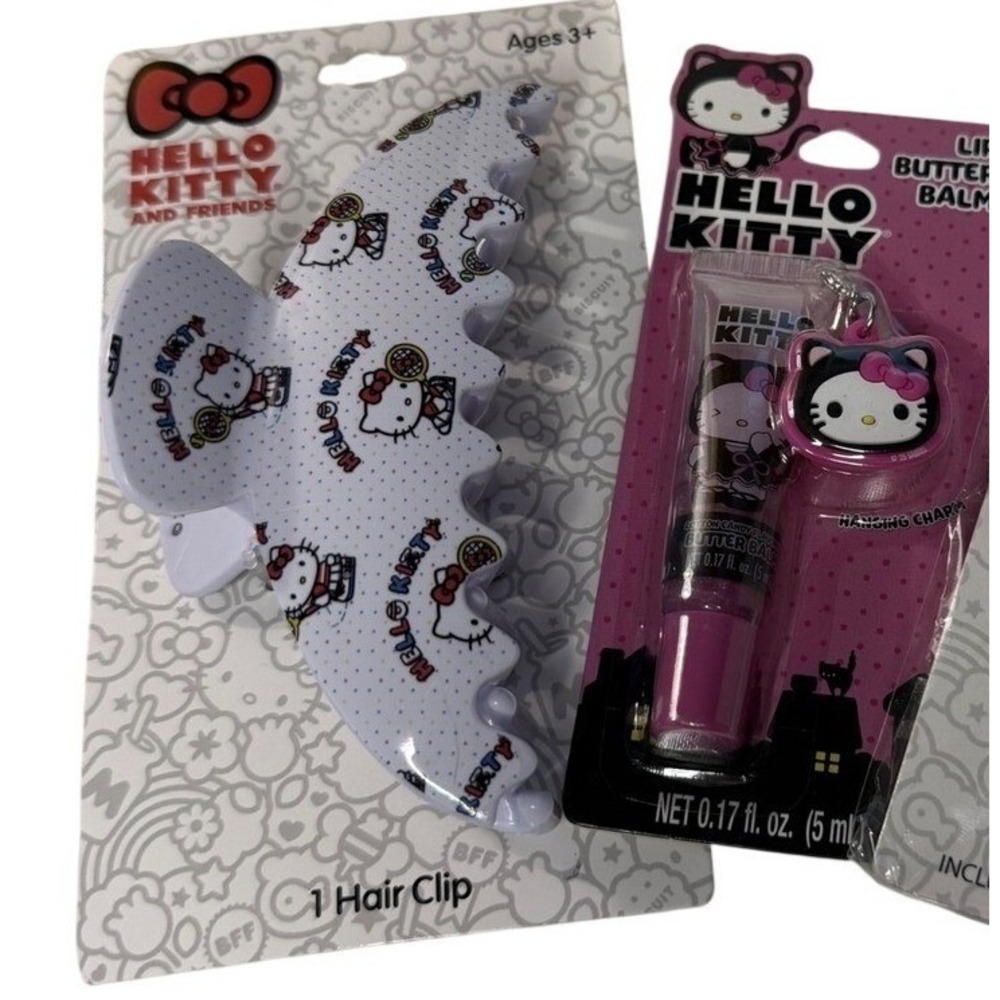 Sanrio Hello Kitty Large Hair Claw Clip & Cotton Candy Lip Butter Balm NEW